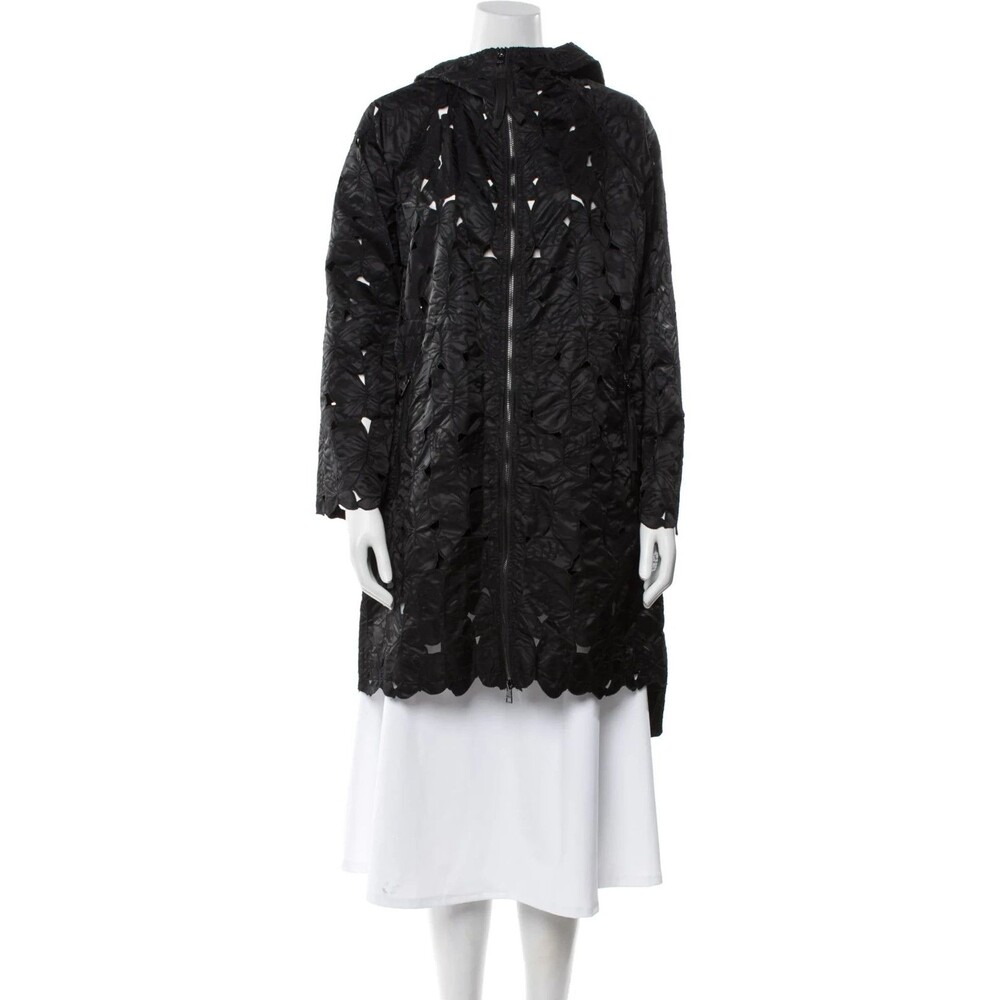 RED VALENTINO Black Laser-Cut Butterfly Hooded Coat, IT 38, US 2, fits Large NWT